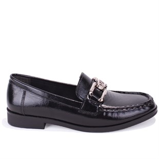 Dagoster DZA07-6826186 Siyah Rugan Günlük Loafer  Kadın Ayakkabı