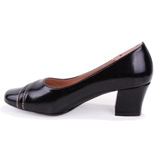 Dagoster DZA07-725541 Siyah 6 cm Kalın Topuklu Klasik Kadın Ayakkabı