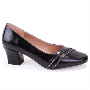 Dagoster DZA07-725541 Siyah 6 cm Kalın Topuklu Klasik Kadın Ayakkabı