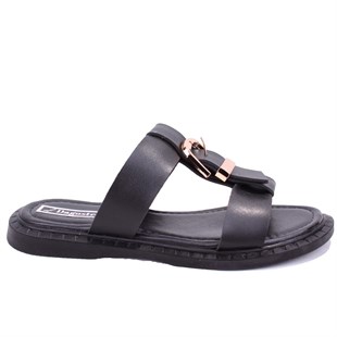 Dagoster DZA07-869132 Siyah Günlük Ortopedik Düz Taban Spor Kadın Terlik