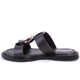 Dagoster DZA07-869132 Siyah Günlük Ortopedik Düz Taban Spor Kadın Terlik