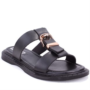 Dagoster DZA07-869132 Siyah Günlük Ortopedik Düz Taban Spor Kadın Terlik