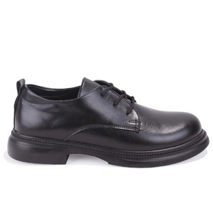 Dagoster DZA07-8892680 Siyah Günlük Bağcıklı Loafer Kadın Ayakkabı