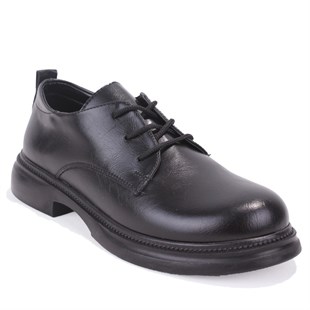 Dagoster DZA07-8892680 Siyah Günlük Bağcıklı Loafer Kadın Ayakkabı