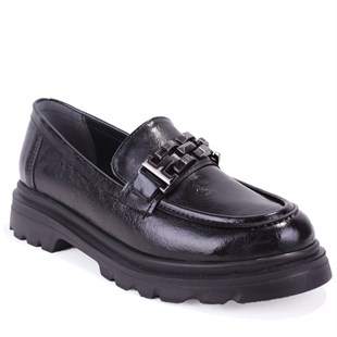 Dagoster DZA07-90801 Siyah Rugan Günlük Loafer  Kadın Ayakkabı