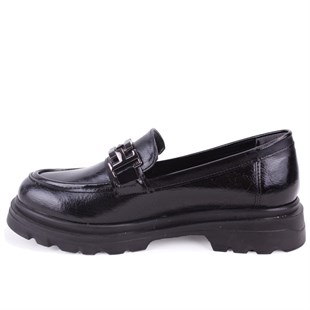 Dagoster DZA07-90801 Siyah Rugan Günlük Loafer  Kadın Ayakkabı