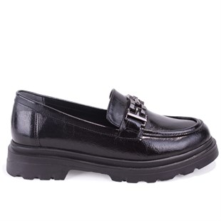 Dagoster DZA07-90801 Siyah Rugan Günlük Loafer  Kadın Ayakkabı