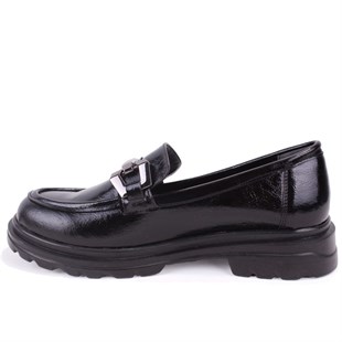 Dagoster DZA07-90814 Siyah Rugan Günlük Loafer  Kadın Ayakkabı