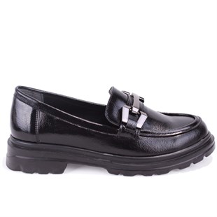 Dagoster DZA07-90814 Siyah Rugan Günlük Loafer  Kadın Ayakkabı