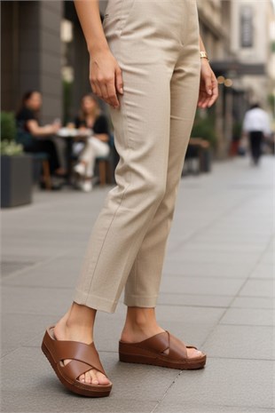 Dagoster DZA37-3029 Taba Günlük Ortopedik Kadın Terlik
