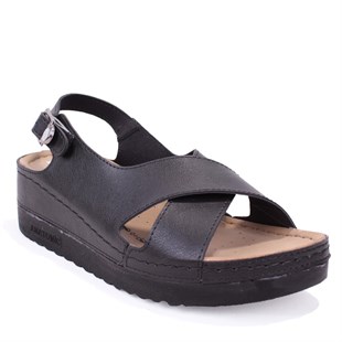 Dagoster DZA37-3031 Siyah Günlük Ortopedik Kadın Sandalet