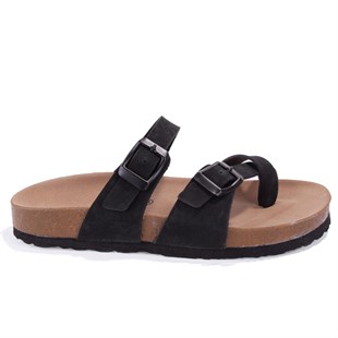 Fly Soft S042031 Siyah Günlük Ortopedik Parmak Arası Kadın Spor Terlik