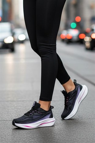 Kinetix Vıtalıty tx w Siyah Lila  Ortopedik Günlük Kadın Spor Ayakkabı