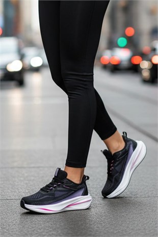 Kinetix Vıtalıty tx w Siyah Lila  Ortopedik Günlük Kadın Spor Ayakkabı