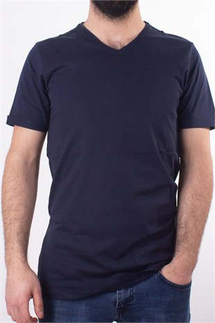 TWİSTER JEANS 1827 LACİVERT V  YAKA ERKEK T-SHİRT
