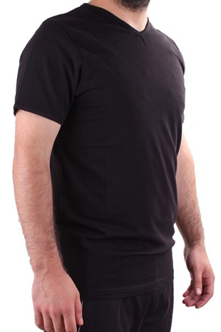 Twister Jeans 2302 Siyah Günlük Pamuklu Basıc V Yaka Erkek Tişört