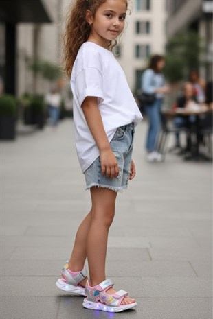 Vicco 321F24Y204 Hilda Pembe Ortopedik Günlük Işıklı Kız Çocuk Spor Sandalet