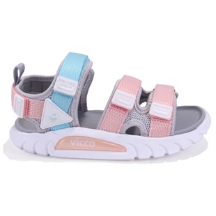 Vicco Cube 332F25Y212 Gri Pembe Ortopedik Günlük Kız Çocuk Spor Sandalet