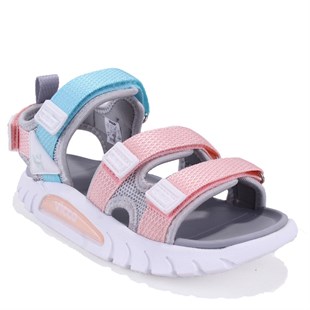 Vicco Cube 332F25Y212 Gri Pembe Ortopedik Günlük Kız Çocuk Spor Sandalet