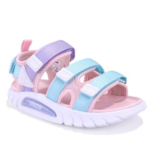 Vicco Cube 332F25Y212 Gri Pudra Ortopedik Günlük Kız Çocuk Spor Sandalet