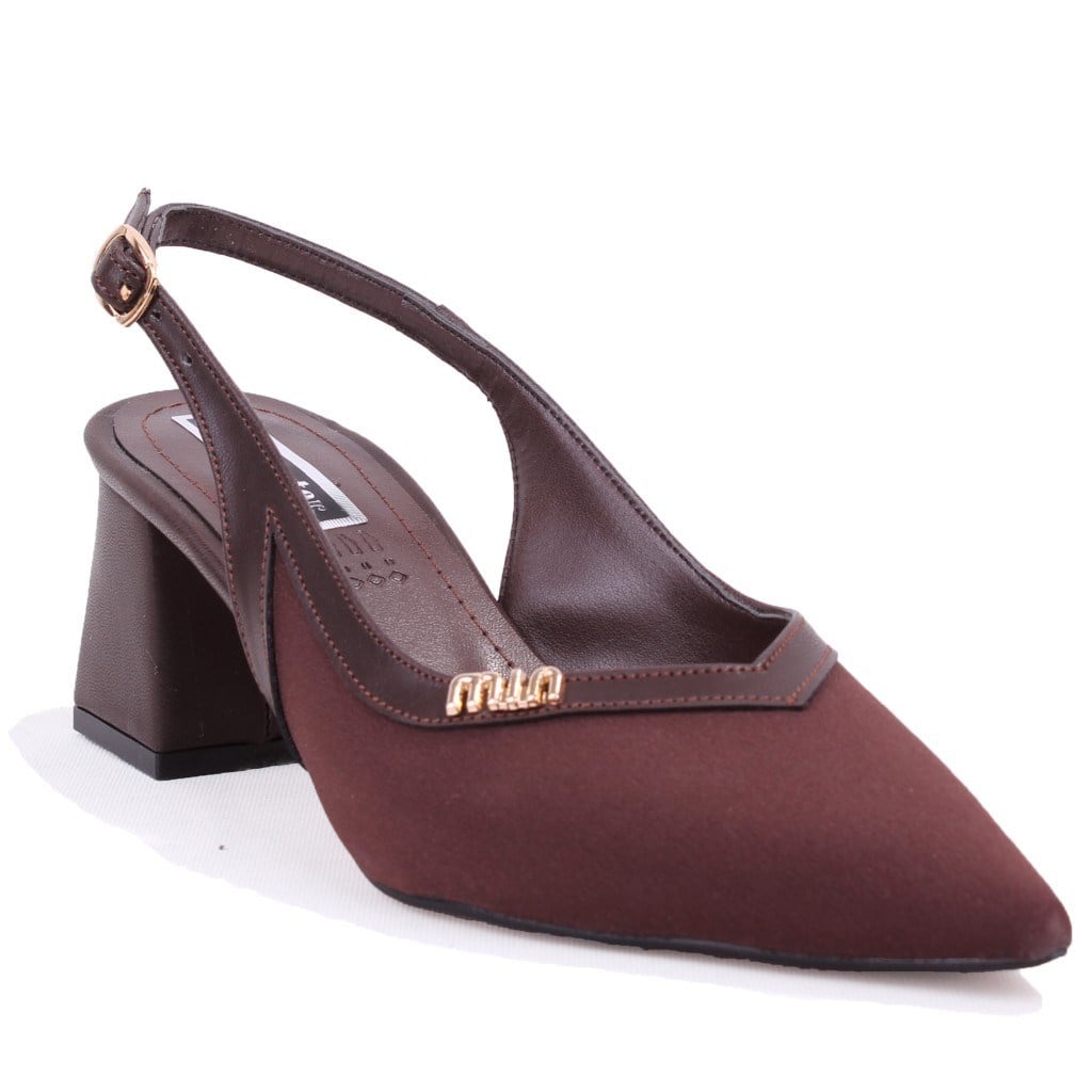 Dagoster DZA07-1296034 Kahve 7 cm Kalın Topuklu Klasik Kadın Ayakkabı