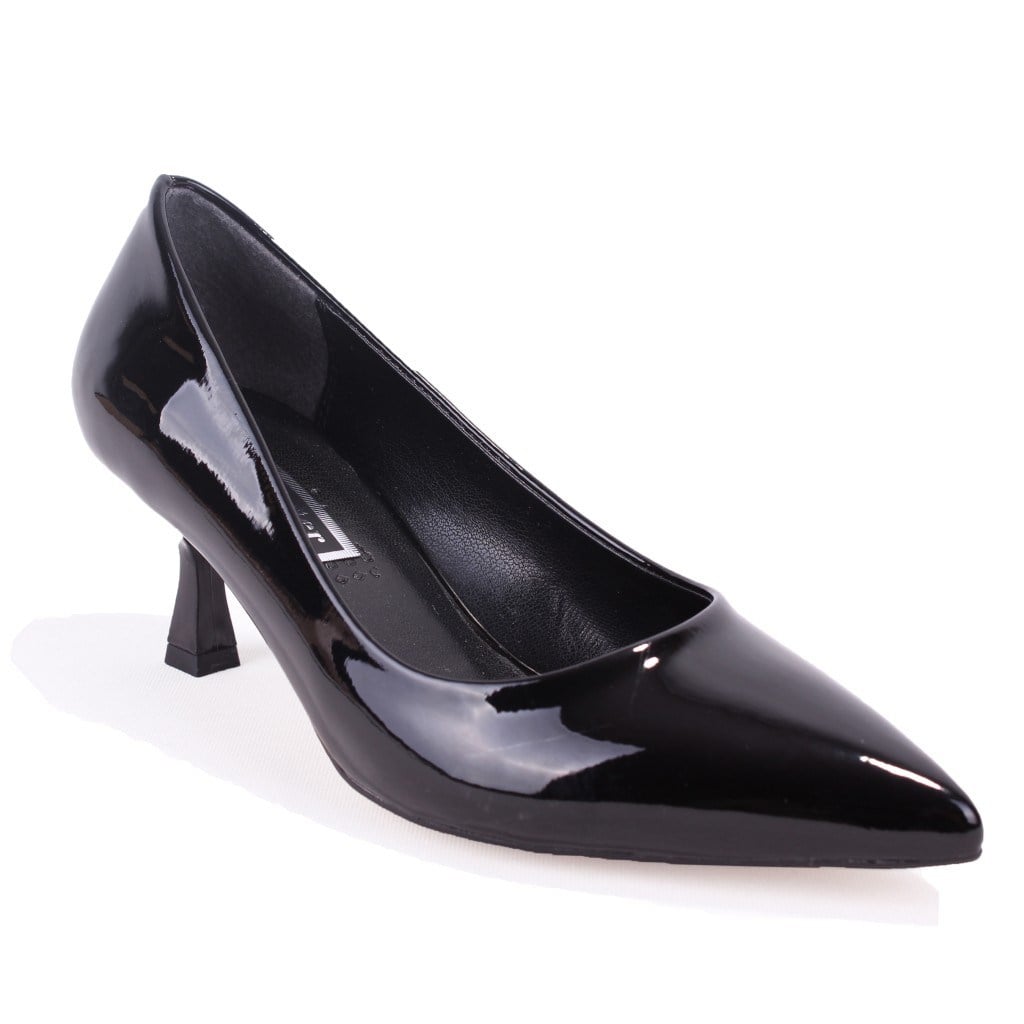 Dagoster DZA07-388499 Siyah Rugan 6 cm İnce Topuklu Stiletto Kadın Ayakkabı