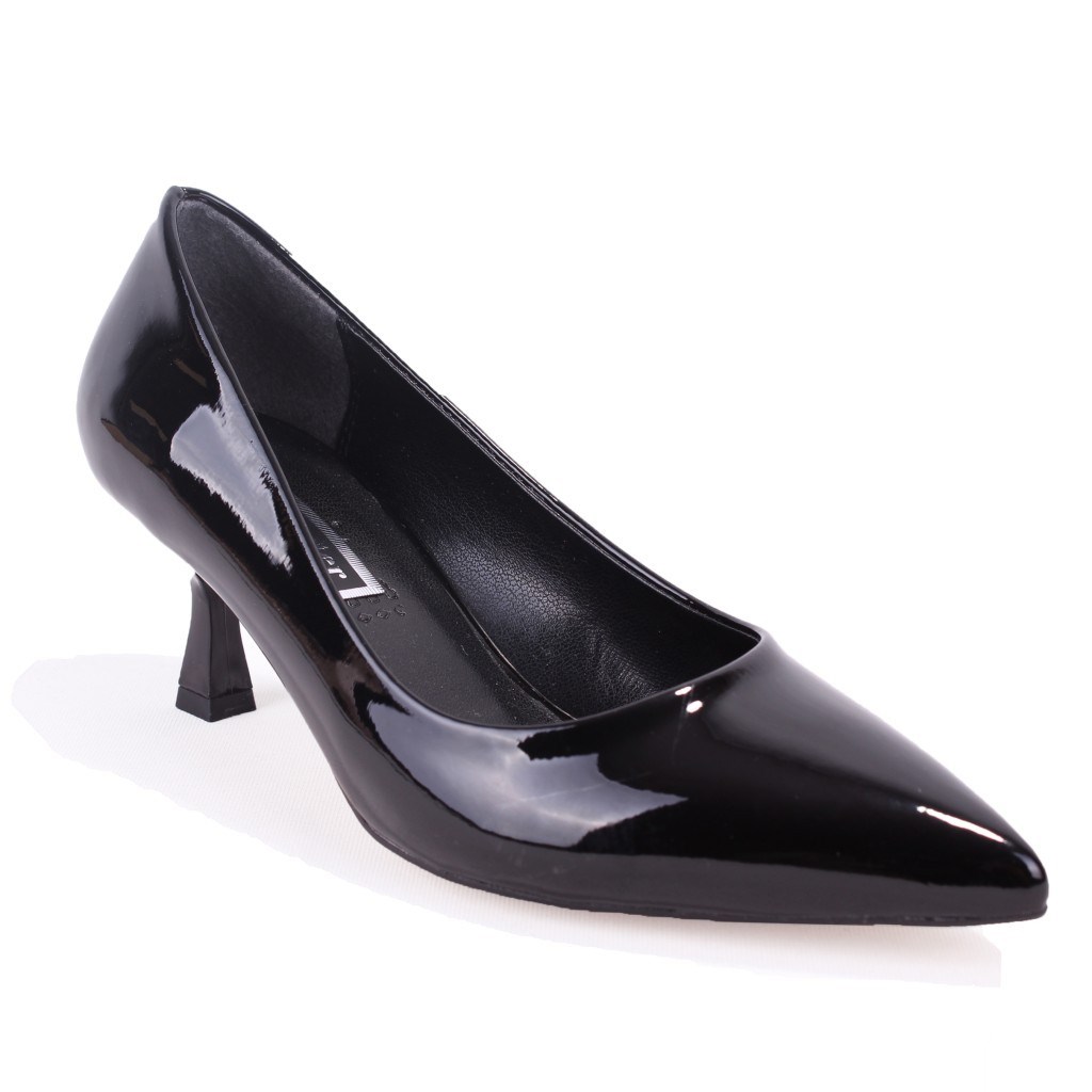 Dagoster DZA07-388499 Siyah Rugan 6 cm İnce Topuklu Stiletto Kadın Ayakkabı