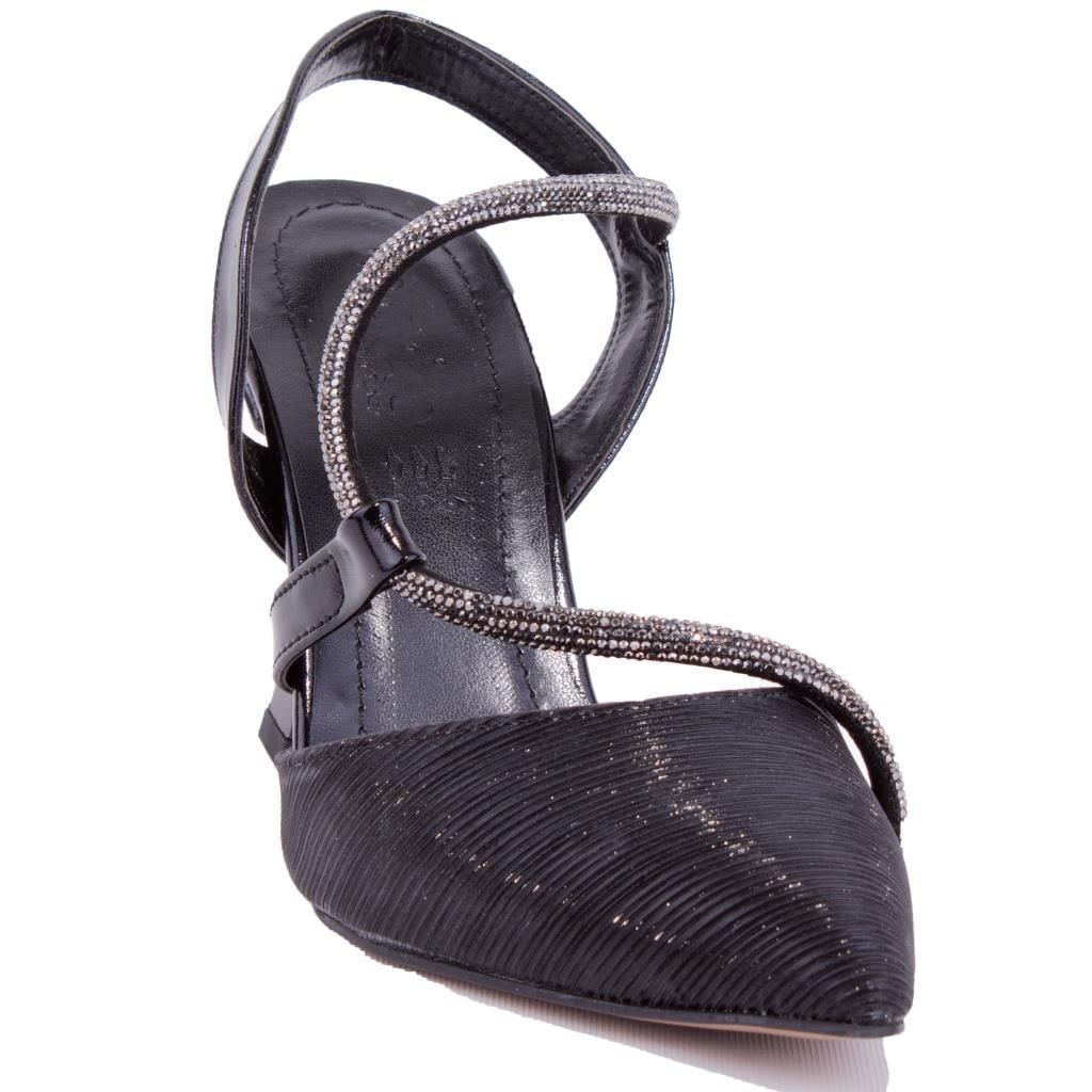 Dagoster DZA07-396155 Siyah Simli 9,5 cm İnceTopuklu Abiye Kadın Ayakkabı
