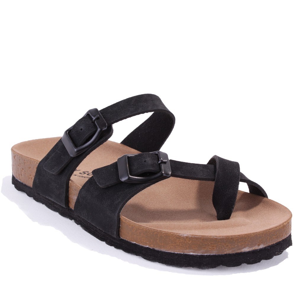 Fly Soft S042031 Siyah Günlük Ortopedik Parmak Arası Kadın Spor Terlik
