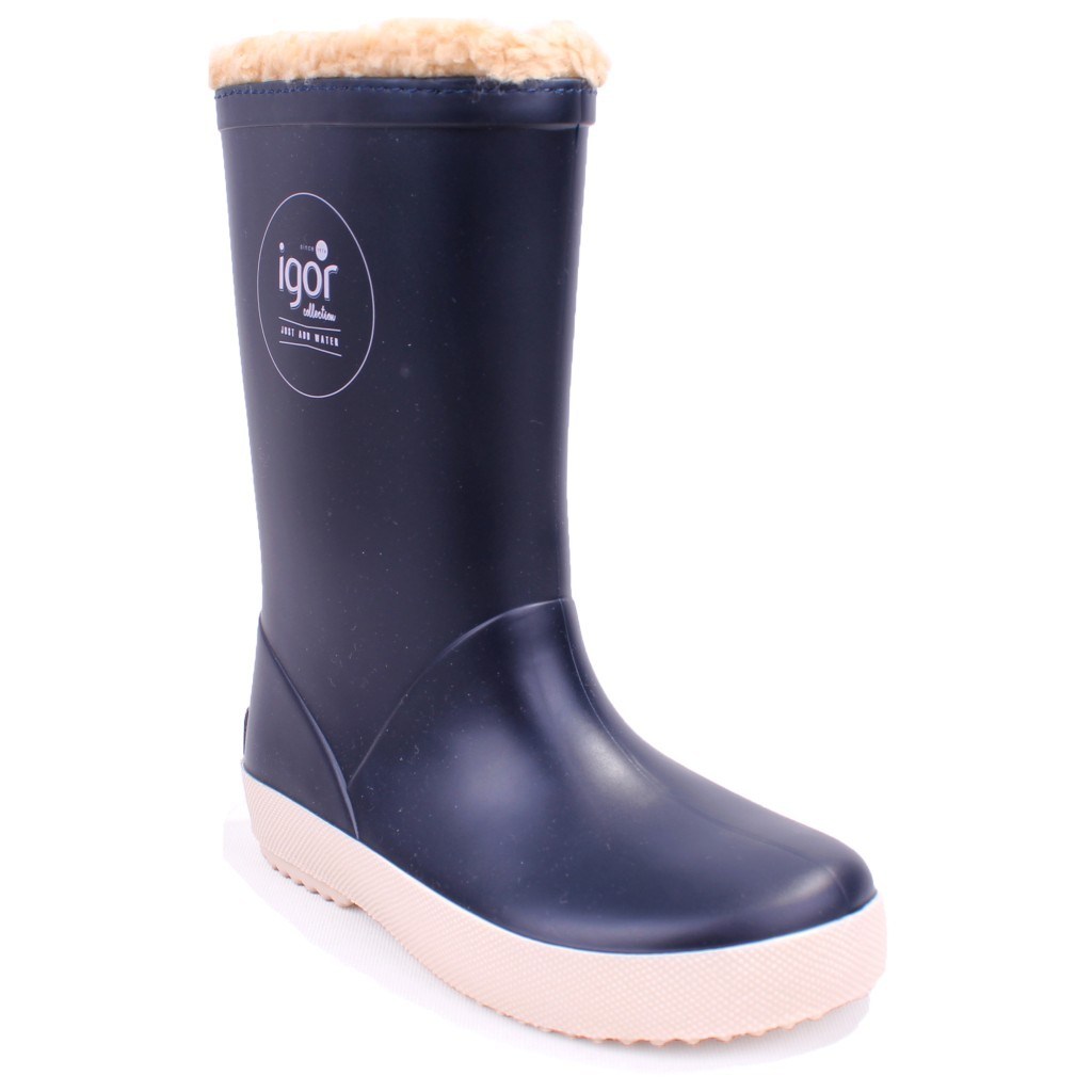 İgor W10207 Splash Nautico Borreguito Lacivert Ortopedik Kürklü Erkek Çocuk Yağmur Çizme