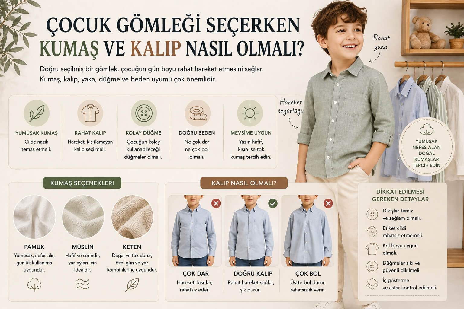 Çocuk Gömleği Seçerken Kumaş ve Kalıp Nasıl Olmalı