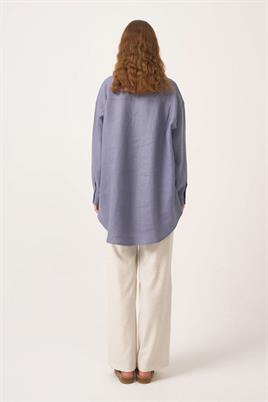 %100 Keten gömlek Havacı Mavisi