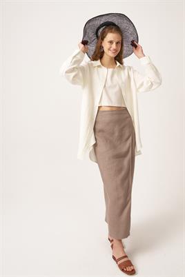 %100 Keten Kalem Etek Vizon