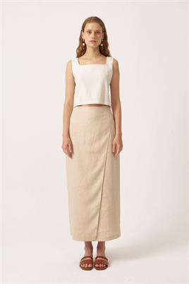 %100 Keten Kalem Etek Krem