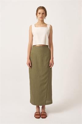 %100 Keten Kalem Etek Haki