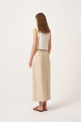 %100 Keten Kalem Etek Krem