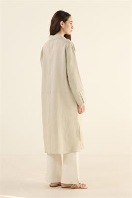 %100 Keten Parçalı Tunik Naturel