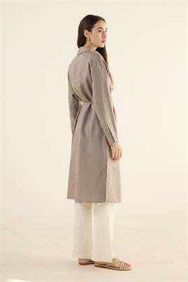 %100 Keten Parçalı Tunik Vizon