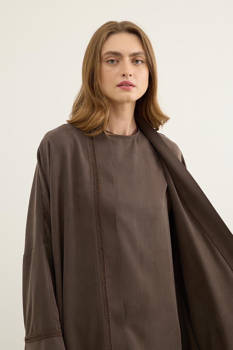 %100 Liyosel Abaya Takım Acı kahve