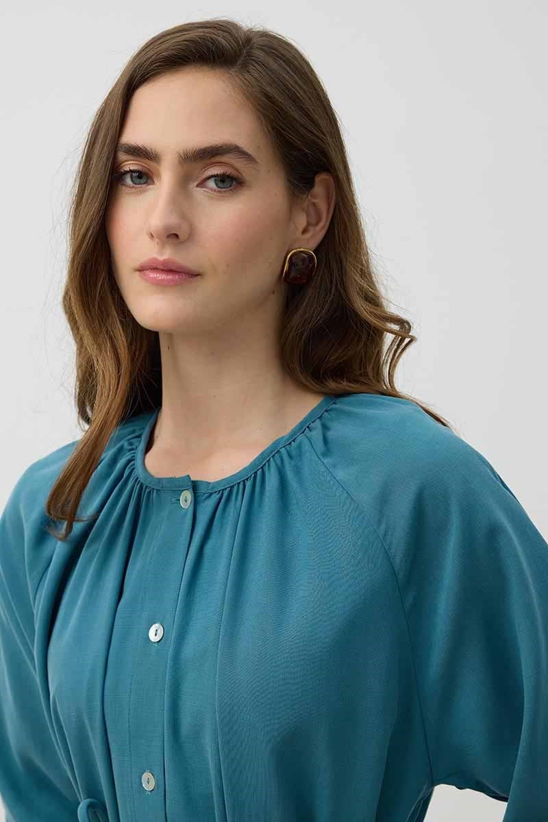 %100 Liyosel Tunik Turkuaz