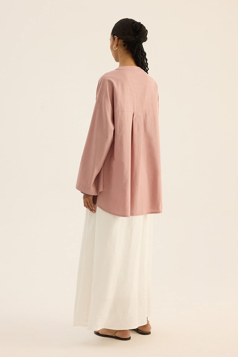 %100 Pamuk Kimono Gömlek Pudra