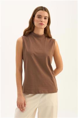 %100 Pamuk Kolsuz Body Kahverengi