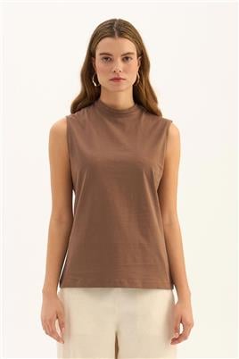 %100 Pamuk Kolsuz Body Kahverengi