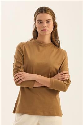 %100 Pamuk Penye Body Koyu camel