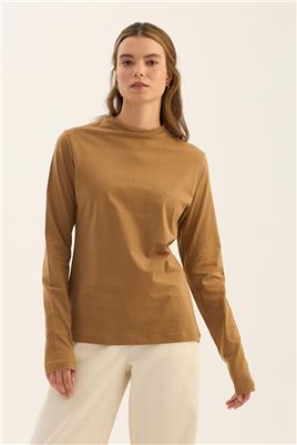 %100 Pamuk Penye Body Koyu camel
