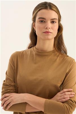 %100 Pamuk Penye Body Koyu camel