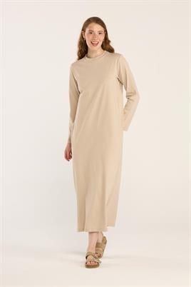 %100 Pamuk Penye Elbise Taş