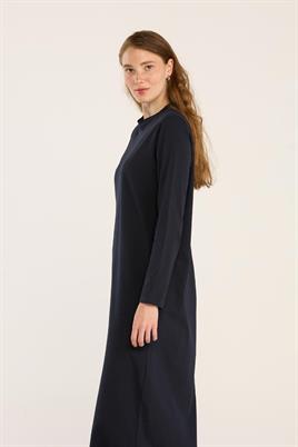 %100 Pamuk Penye Elbise Lacivert