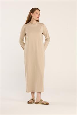 %100 Pamuk Penye Elbise Taş