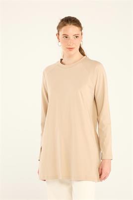 %100 Pamuk Uzun Kol Tshirt Taş